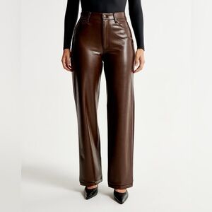 Abercrombie & Fitch 90s straight leather pants brown curve love